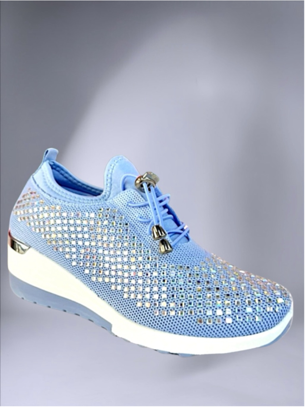New Atalina Harper “Summeri” Light Blue Rhinestone Sneakers – Women’s Size 9 - Picture 7 of 8